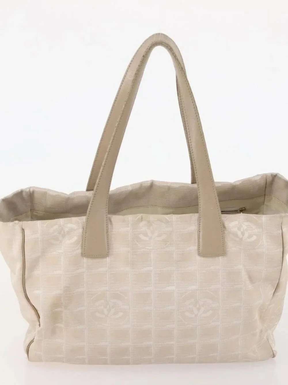 CHANEL New Travel Line Tote Bag Nylon 4 Set Beige CC Auth ti3920
